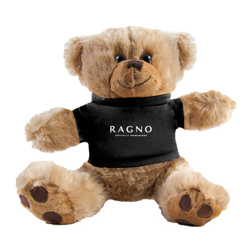 Plush Big Paw 8 1/2 inch Brown Bear w/Black Shirt-Ragno w/Tagline