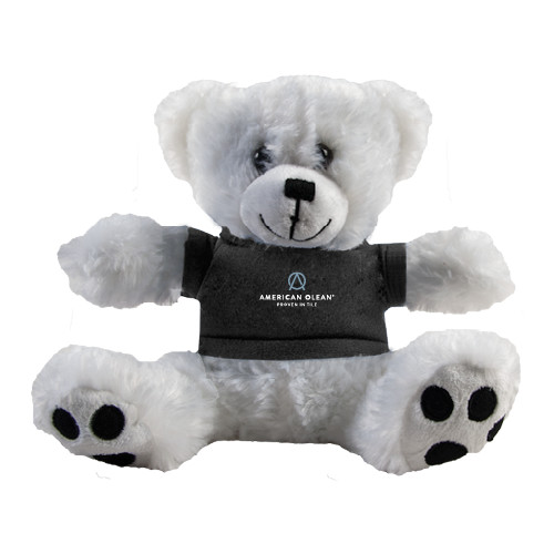 Plush Big Paw 8 1/2 inch White Bear w/Black Shirt-American Olean w/Tagline