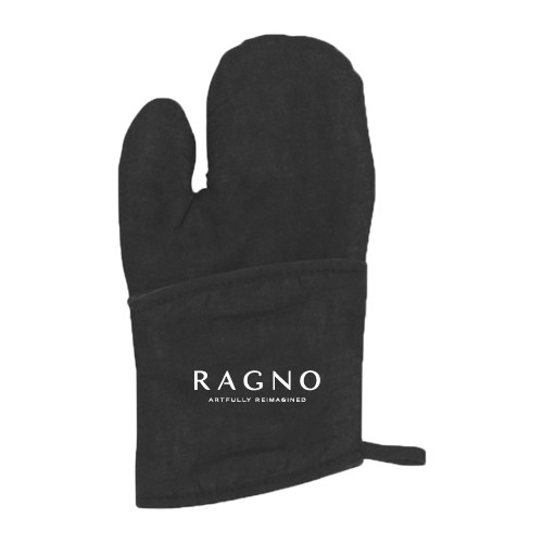 Quilted Canvas Black Oven Mitt-Ragno w/Tagline