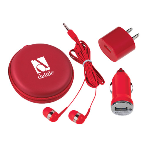 3 in 1 Red Audio Travel Kit-Daltile Stacked Logo