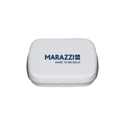 White Rectangular Peppermint Tin-Marazzi Logo w/Tagline