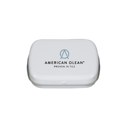 White Rectangular Peppermint Tin-American Olean w/Tagline