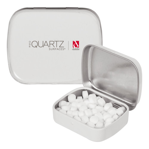 White Rectangular Peppermint Tin-ONE Quartz Horizontal