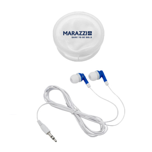 Ear Buds in White Case-Marazzi Logo w/Tagline