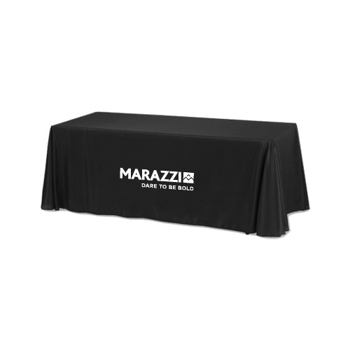 Black 6 foot Table Throw-Marazzi Logo w/Tagline