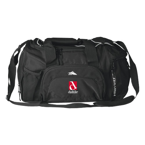 High Sierra Black Switch Blade Duffel-Daltile Stacked Logo