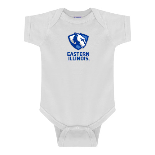  White Infant Onesie - EIU Primary Logo