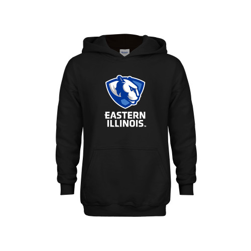  Youth Black Fleece Hoodie - EIU Primary Logo
