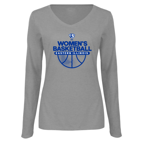  Womens Grey Long Sleeve V Neck Tee  - Mom
