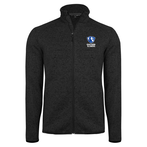  Black Heather  Sweater Fleece Jacket - EIU Primary Logo
