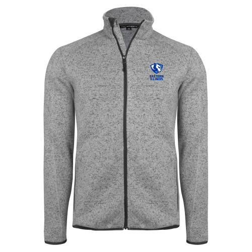  Grey Heather Sweater Fleece Jacket - EIU Primary Logo