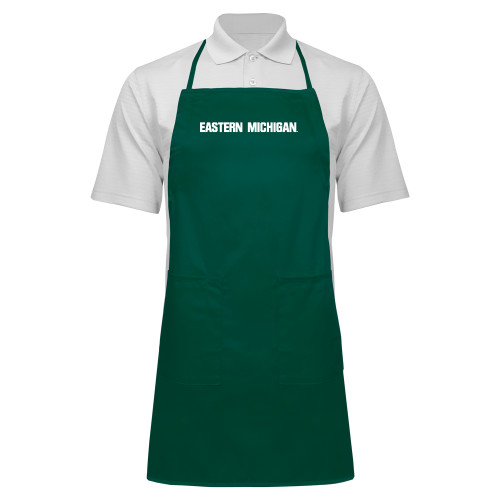  Full Length Dark Green Apron - Eastern Michigan Athletic Wordmark