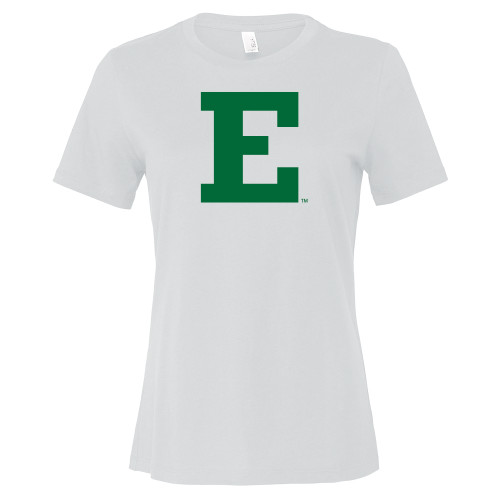  Bella + Canvas Womens White Relaxed Cotton T Shirt - Eastern Michigan Athletic Mark