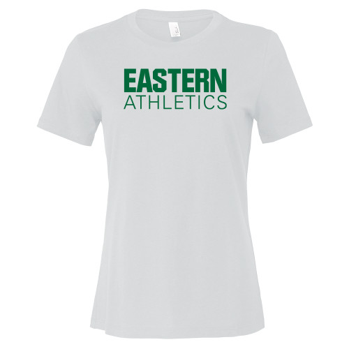  Bella + Canvas Womens White Relaxed Cotton T Shirt - Athletics - Eastern Michigan