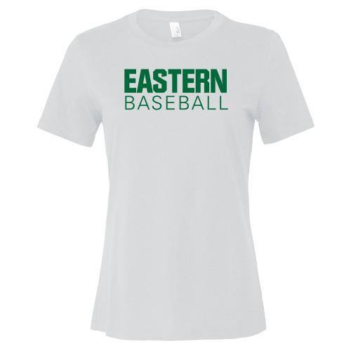  Bella + Canvas Womens White Relaxed Cotton T Shirt - Baseball - Eastern Michigan
