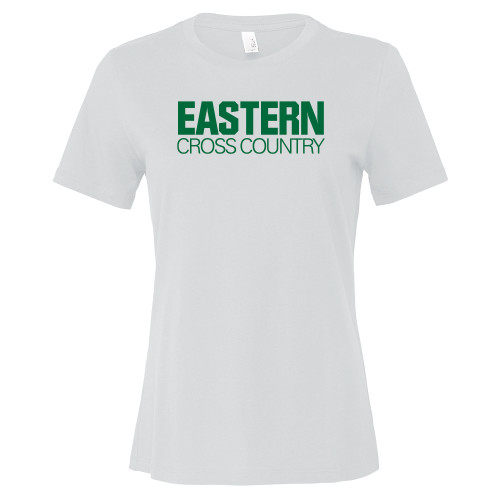  Bella + Canvas Womens White Relaxed Cotton T Shirt - Cross Country - Eastern Michigan