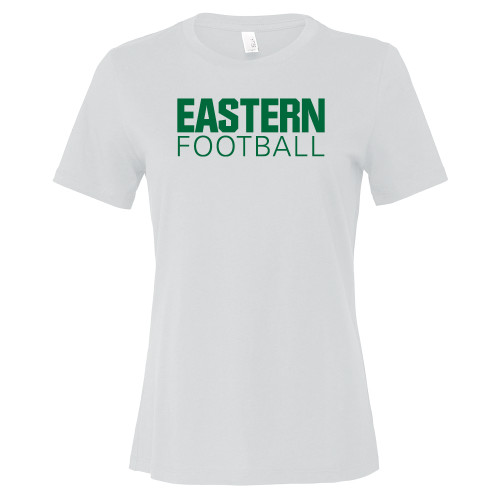  Bella + Canvas Womens White Relaxed Cotton T Shirt - Football - Eastern Michigan