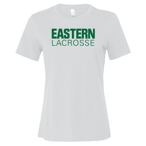  Bella + Canvas Womens White Relaxed Cotton T Shirt - Lacrosse - Eastern Michigan