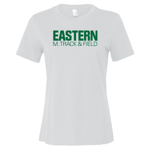  Bella + Canvas Womens White Relaxed Cotton T Shirt - Mens Track and Field - Eastern Michigan
