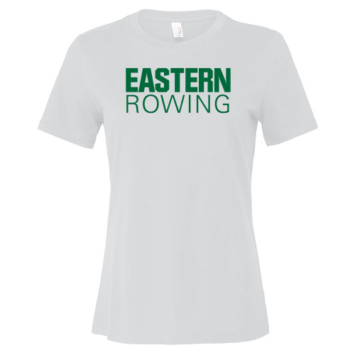  Bella + Canvas Womens White Relaxed Cotton T Shirt - Rowing - Eastern Michigan