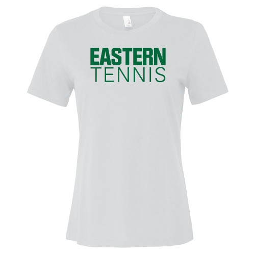  Bella + Canvas Womens White Relaxed Cotton T Shirt - Tennis - Eastern Michigan