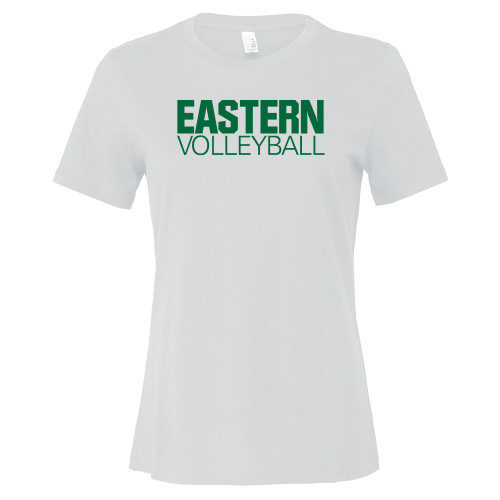 Bella + Canvas Womens White Relaxed Cotton T Shirt - Volleyball - Eastern Michigan