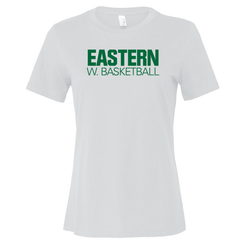  Bella + Canvas Womens White Relaxed Cotton T Shirt - Womens Basketball - Eastern Michigan
