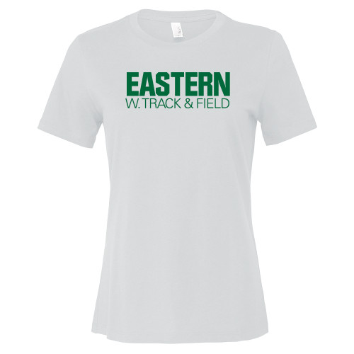 Bella + Canvas Womens White Relaxed Cotton T Shirt - Womens Track and Field - Eastern Michigan