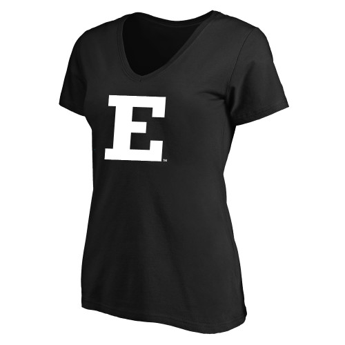  Womens Plus Black V Neck T Shirt - Eastern Michigan Athletic Mark