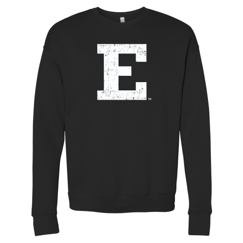  Bella + Canvas Black Fleece Crew - Eastern Michigan Athletic Mark Distressed