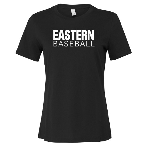  Bella + Canvas Womens Black Relaxed Cotton T Shirt - Baseball - Eastern Michigan