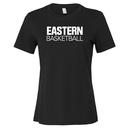  Bella + Canvas Womens Black Relaxed Cotton T Shirt - Basketball - Eastern Michigan