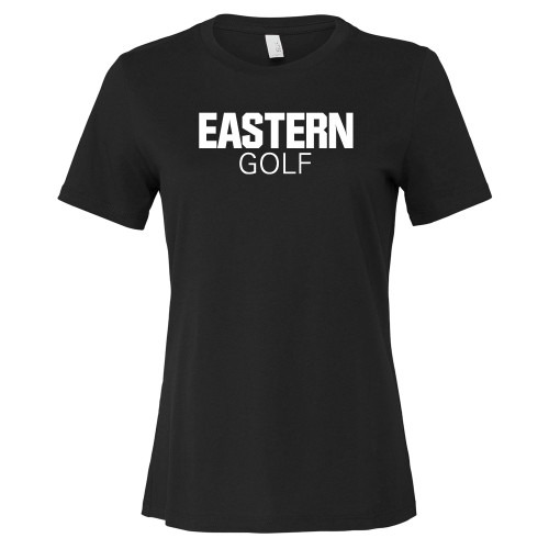  Bella + Canvas Womens Black Relaxed Cotton T Shirt - Golf - Eastern Michigan