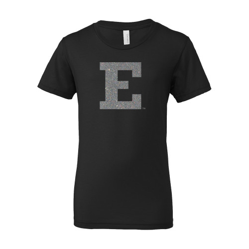  Bella + Canvas Youth Black Jersey T Shirt - A Silver Soft Glitter