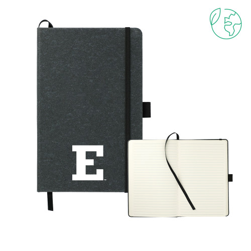  5.5 x 8.5 Black FSC Mix Recycled Leather Bound Journal - Eastern Michigan Athletic Mark