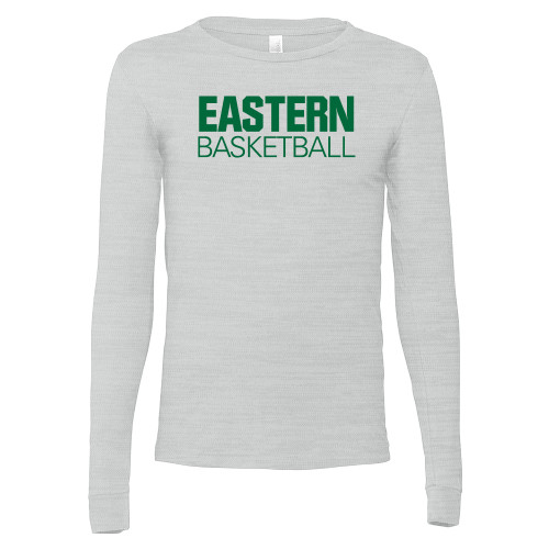  Bella + Canvas Ash Grey Jersey Cotton Long Sleeve T Shirt - Basketball - Eastern Michigan