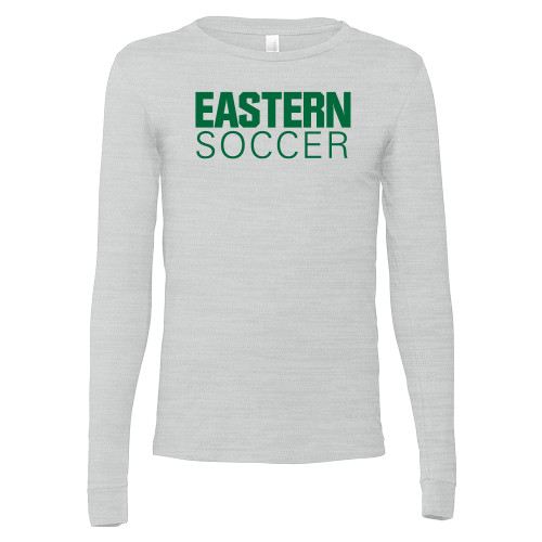  Bella + Canvas Ash Grey Jersey Cotton Long Sleeve T Shirt - Soccer - Eastern Michigan