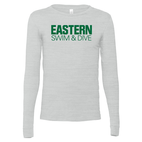  Bella + Canvas Ash Grey Jersey Cotton Long Sleeve T Shirt - Swim and Dive - Eastern Michigan