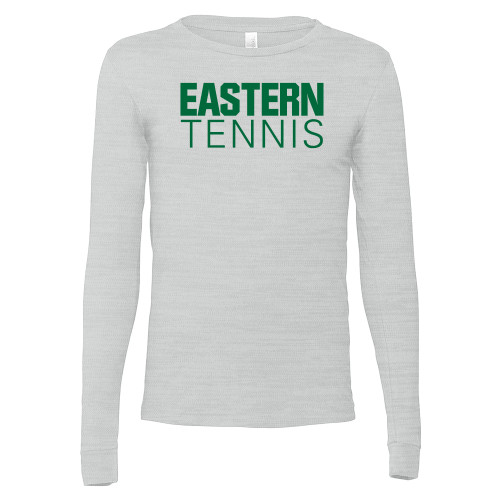  Bella + Canvas Ash Grey Jersey Cotton Long Sleeve T Shirt - Tennis - Eastern Michigan
