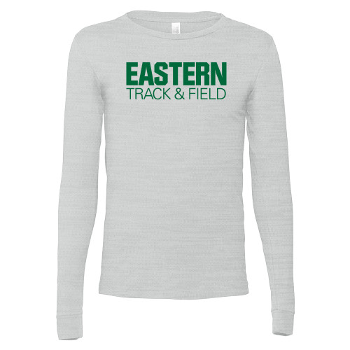  Bella + Canvas Ash Grey Jersey Cotton Long Sleeve T Shirt - Track and Field - Eastern Michigan