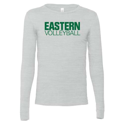  Bella + Canvas Ash Grey Jersey Cotton Long Sleeve T Shirt - Volleyball - Eastern Michigan