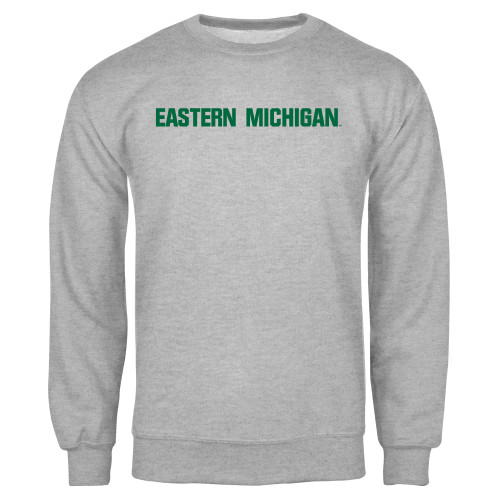  Grey Fleece Crew - Eastern Michigan Athletic Wordmark