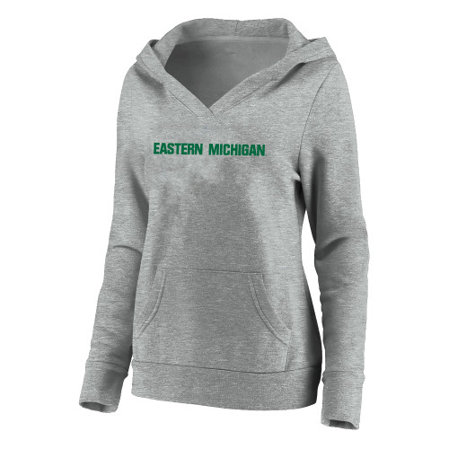  Womens Plus Heather Grey Hoodie - Eastern Michigan Athletic Wordmark