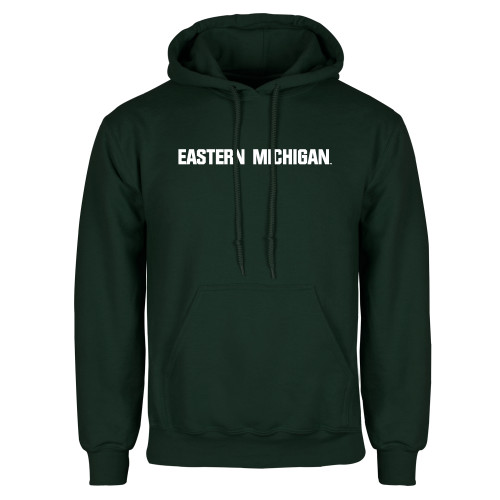  Dark Green Fleece Hood - Eastern Michigan Athletic Wordmark