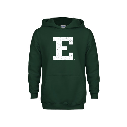 Youth Dark Green Fleece Hoodie - Eastern Michigan Athletic Mark Distressed