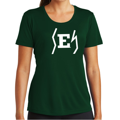 Womens Dark Green Performance Short Sleeve Tee - Eastern Michigan Secondary Athletic Mark