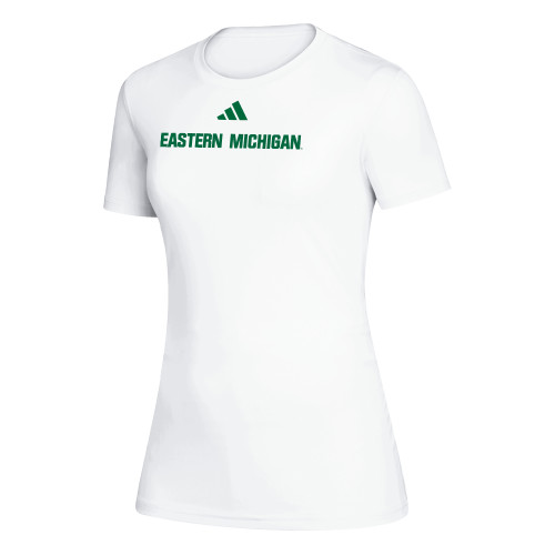  Adidas Womens White Creator Performance Tee - Eastern Michigan - Adidas
