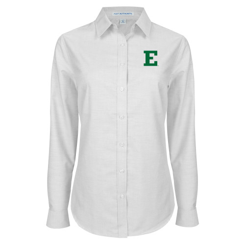  Womens White Oxford Shirt - Eastern Michigan Athletic Mark