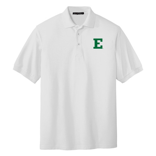  White Silk Touch Polo - Eastern Michigan Athletic Mark