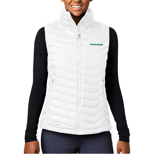  Columbia Womens White Powder Lite Vest - Eastern Michigan Athletic Wordmark
